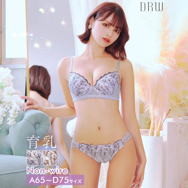 drw 育乳ブラジャー 脇高ブラジャー ショーツ セット 補