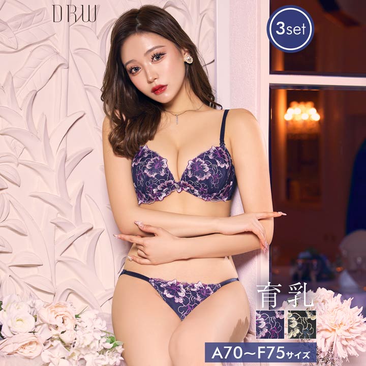 【楽天スーパーSALE10％OFF】育乳ブラジャー 脇高ブラジャー ショーツ セット 補正下着グラマラス ダークリリー育乳 脇高 ブラジャー バック透け フルバック Tバック ショーツ ブラジャー ショーツ セット 脇肉 贅肉 盛りブラ ブラ セット 下着 レディース セット