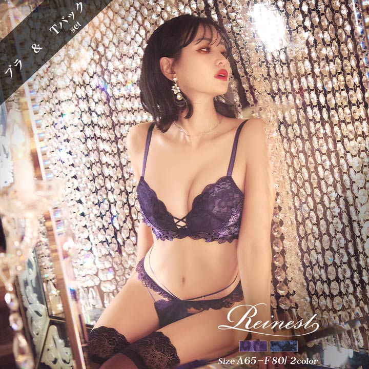 【11/6再販】ボタニカルレースアップカットブラジャー&バック透けTバックショーツ [永尾まりや着用][Re..