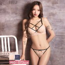 パイピングクロスレーシィブラジャー&バック透けフルバックショーツ