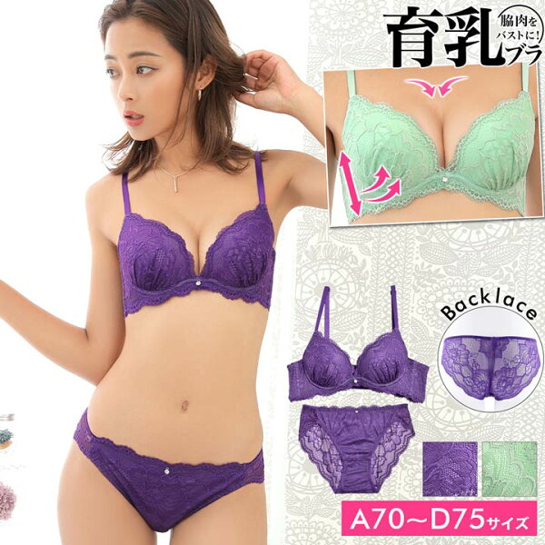 500円OFFクーポン 育乳ブラジャー脇高ブラジャーショーツセット補正下着谷間見せ総レース育乳脇高ブラジャー&フルバックショー
