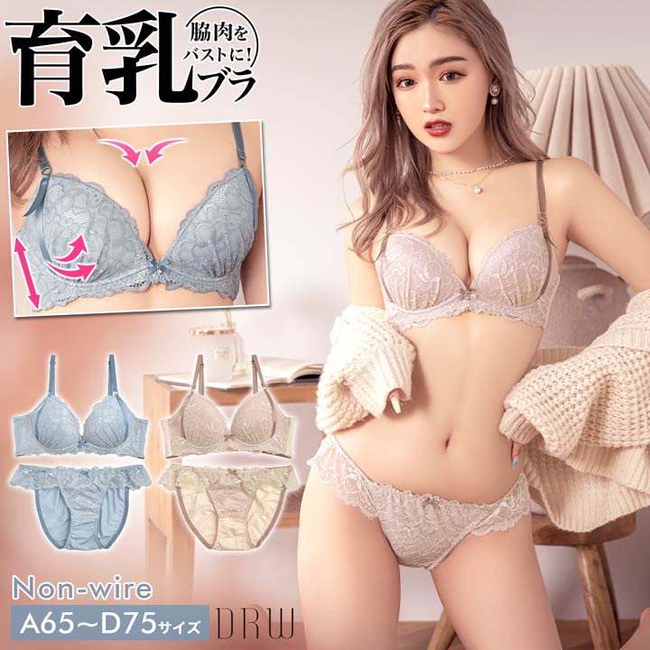 drw 即日発送 育乳ブラジャー 脇高ブラジャー ショーツ 