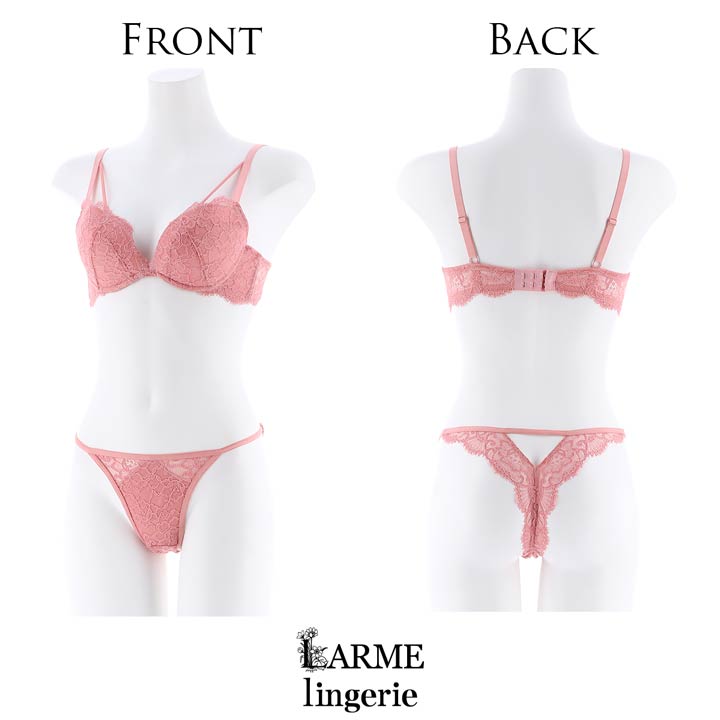 【LARME】Sensual all lace Bra&T-back/Pink センシュアルオールレースブラ&Tバック/ピンク