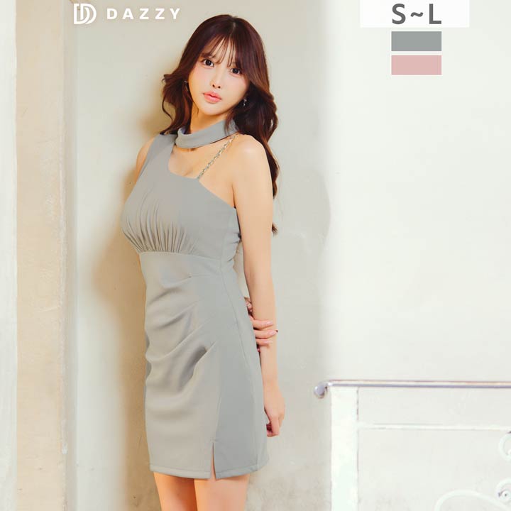 Rakuten - 大人SEXYワンショルチェーンウエストギャザータイトミニ丈キャバドレス[SML/3サイズ展開]