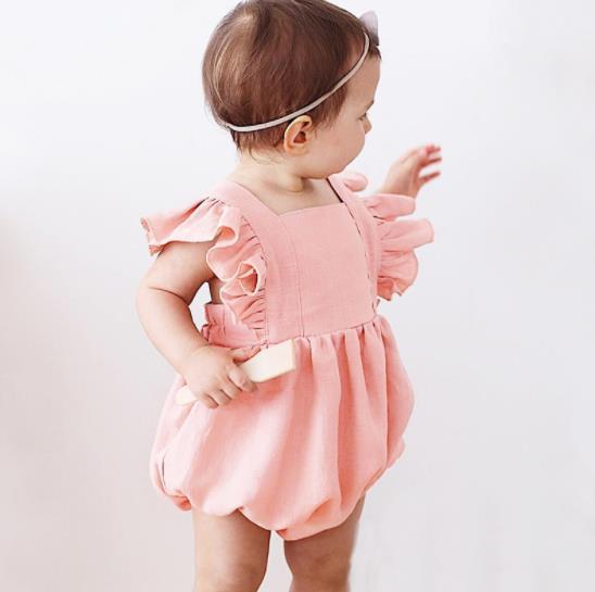 綿麻ベビーロンパース　女の子服 カバーオール オールインワン ベビー服 80cm