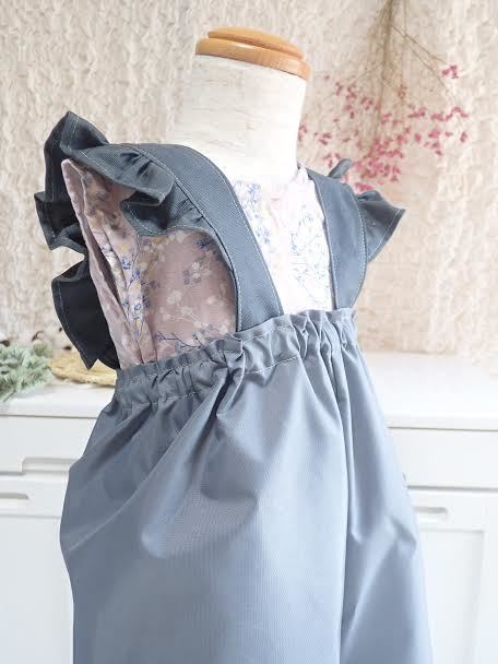 【BabyRito】砂場着 プレイウェア お砂場着 公園着 撥水 雨 水遊び ロング丈かぼちゃパンツ グレー かわいい 女の子服 おしゃれ ベビー服 レインウェ...