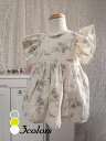 【BabyRito】＊渋カラーシリーズ＊綿麻ビッグスリーブチュニック 渋カラー くすみカラー 70cm 80cm ベビー服 女の子服 かわいい おしゃれ 大人かわいい アイボリー グレー　カーキ　モーメント mOmen-t 草花柄 ワンピース