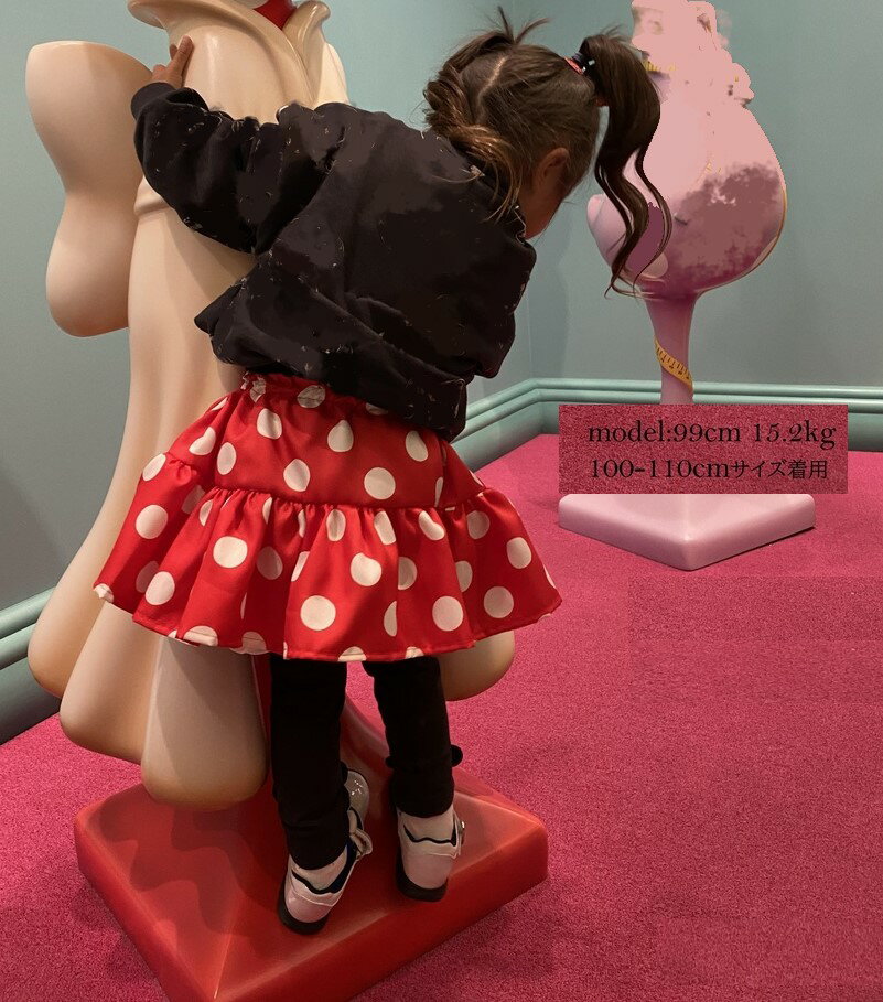 【BabyRito】パニエ付きスカート コスチューム フリル チュール サテン 赤 レッド 水玉 白ドット ふりふり かわいい 女の子 おしゃれ ベビー キッズ 子供 70cm 80cm 90cm 100cm 110cm 120cm 130cm 140cm プリンセス コスプレ 衣装 3