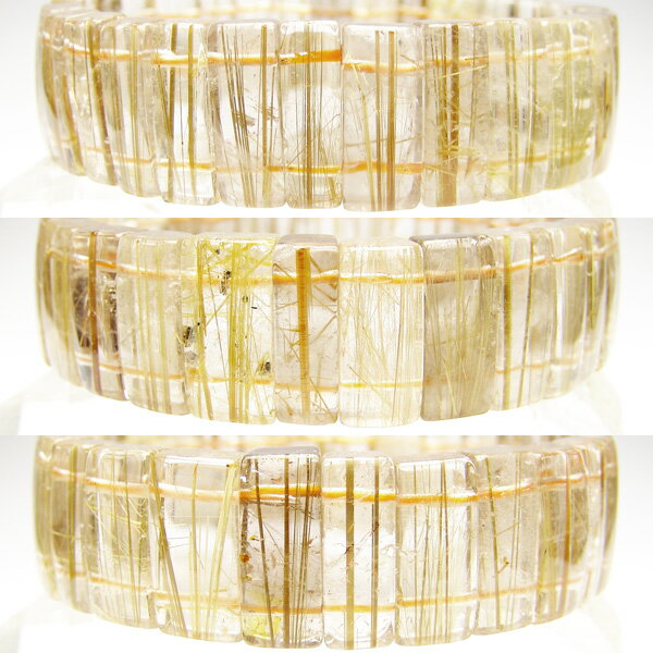 タイチンルチルクォーツ 天然石バングル 石サイズ約17.5×8mm-17.5×6mm 約53.0g 手首周りサイズ：約18.5cmのみ【限定1点モノ 2130-00-910-001】天然石 パワーストーン ブレスレット ブレス バングル