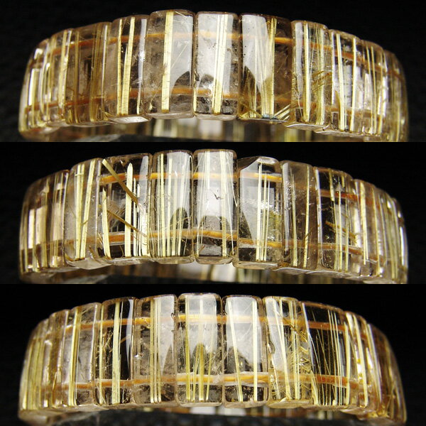 タイチンルチルクォーツ 天然石バングル 石サイズ約15.5×7.5mm-15.5×5.5mm 約44.5g 手首周りサイズ：約19.5cmのみ【限定1点モノ 2130-00-910-002】天然石 パワーストーン ブレスレット ブレス バングル