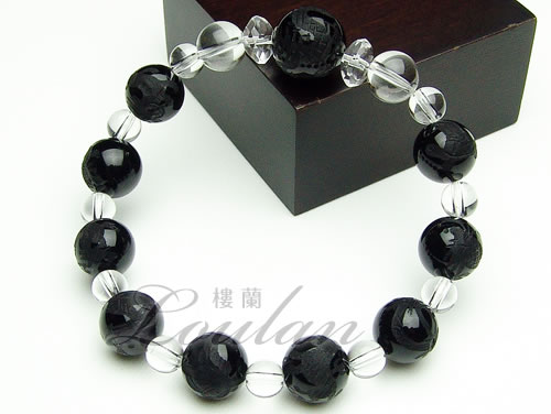 ◆龍生九子ブレス◆親龍・オニキス12mmAAA、九子・オニキス10mmAAA【2112-10-002-0】天然石 パワーストーン ブレスレット ブレス mens...