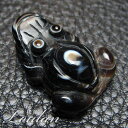 黒天眼石 カエル 約46×34×19mm【限定1点モノ 7115-00-107-005】天然石 パワーストーン 置物
