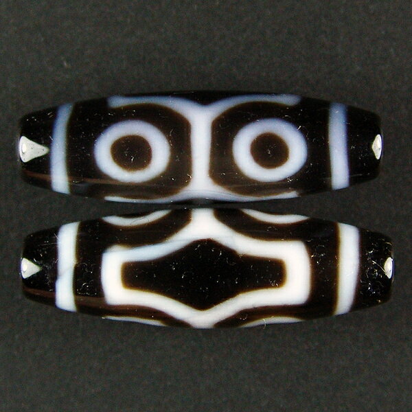 至純 十字四眼天珠 約38×12mmAA西蔵 チベット 天珠 dZiBeads バラ売り 粒売り