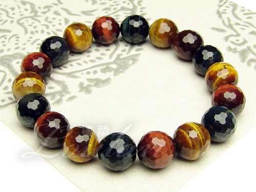 三色タイガーアイ（三色虎目石）128面カット10mmAAA【凛龍ブレス 2151-10-404-0】天然石 パワーストーン ブレスレット ブレス