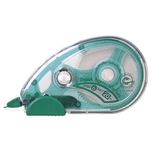 20m修正テープ 6mm ぺんてる XZT506W テープ幅/6mm テープ長さ/20m 緑 消し具