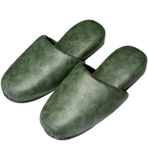 高級レザー調スリッパ ダークグリーン オーミケンシ 10800048