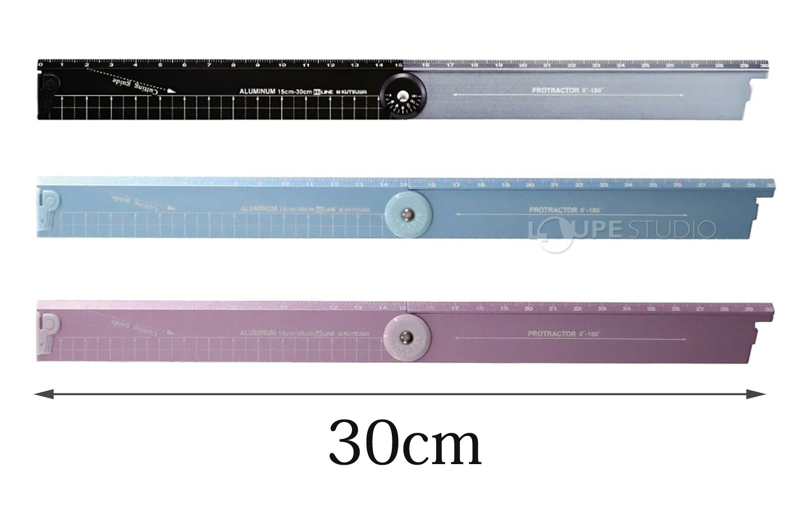 クツワ 折りたたみアルミ定規 5個セット 15cm 30cm ブラック ブルー パープル グッ...