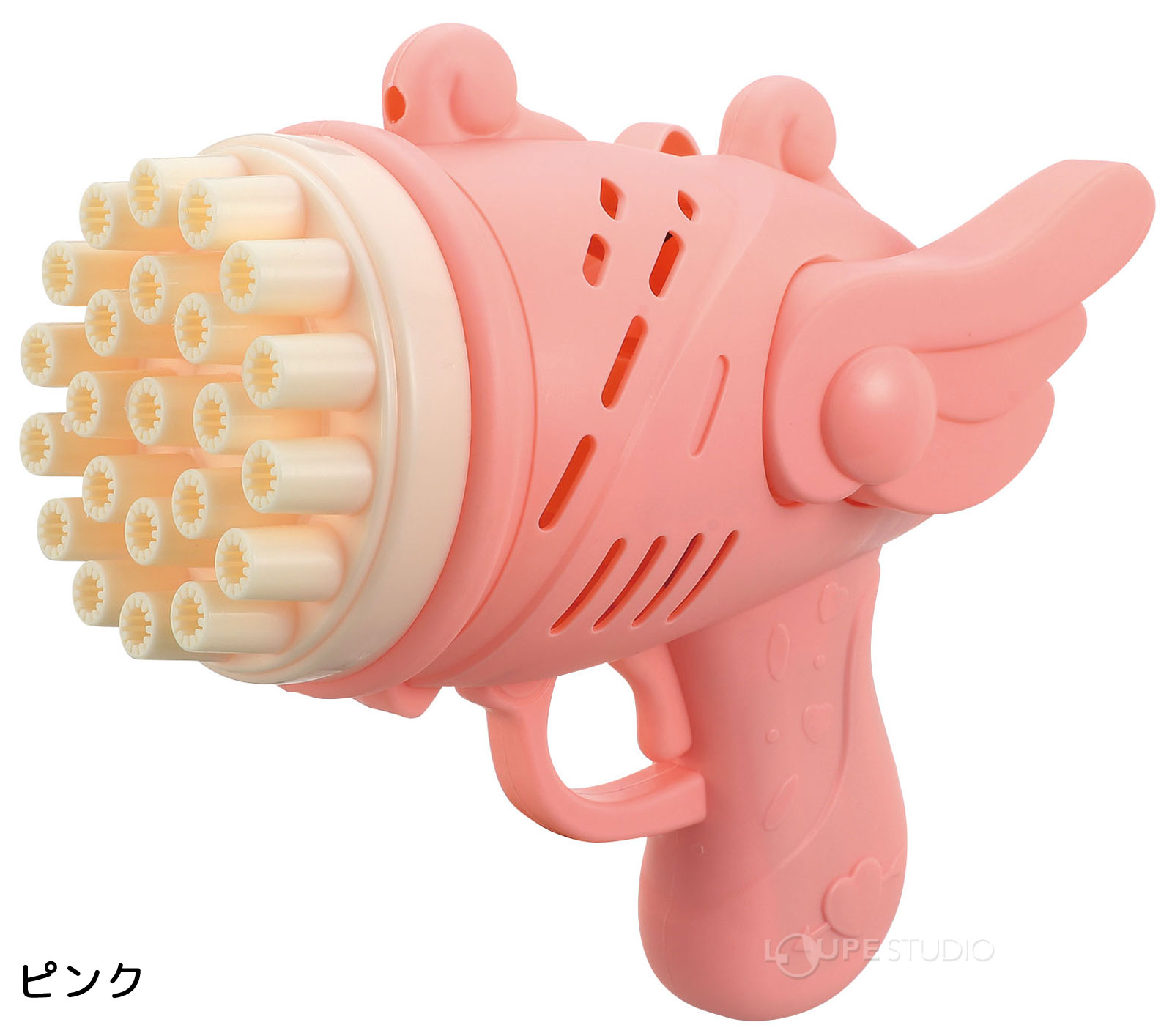 ルーペスタジオのしゃぼん玉 電動 ウイングバブルガン おもちゃ 知育玩具 子供 水遊び 幼児 キッズ 女の子 男の子 幼稚園 保育園 お外 遊び 公園 景品｜アングル2