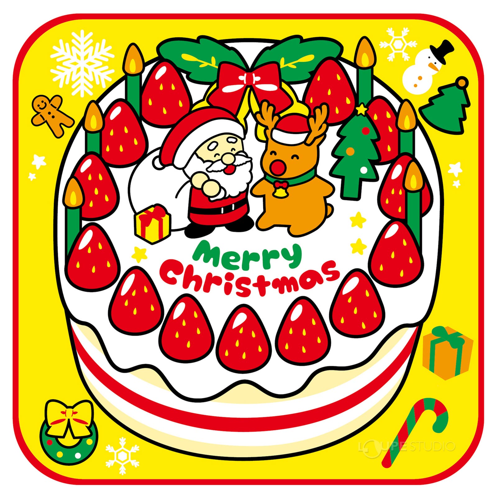 クリスマス タオルハンカチ クリスマスケーキ サンタ タオル ハンカチ キッズ 子供 幼稚園 保育園 プレゼント クリスマスプレゼント loupe-studio-11157136 ルーペスタジオ サンプル画像2