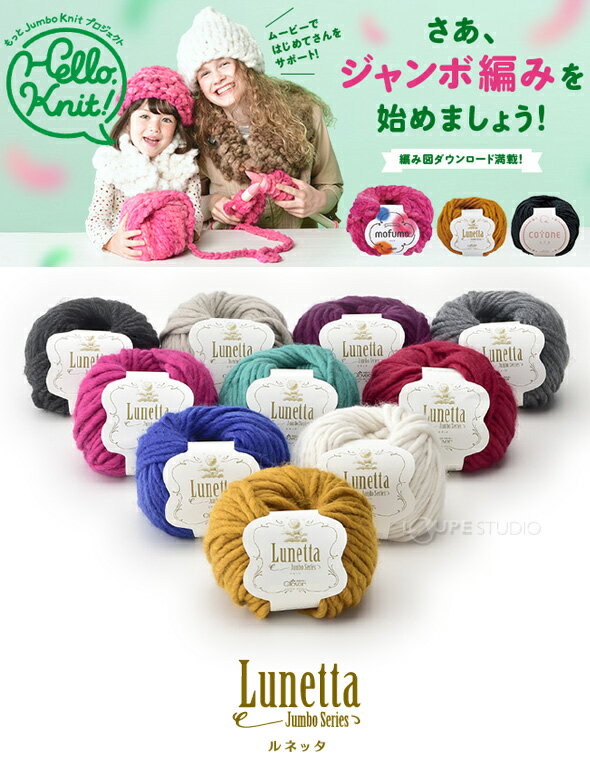 【10日限定クーポン配布中】毛糸 ルネッタ(Lunetta) 超極太 単色 100g 約50m 5個セット クロバー clover 極太 編物 手芸 編み物 まとめ買い おすすめ