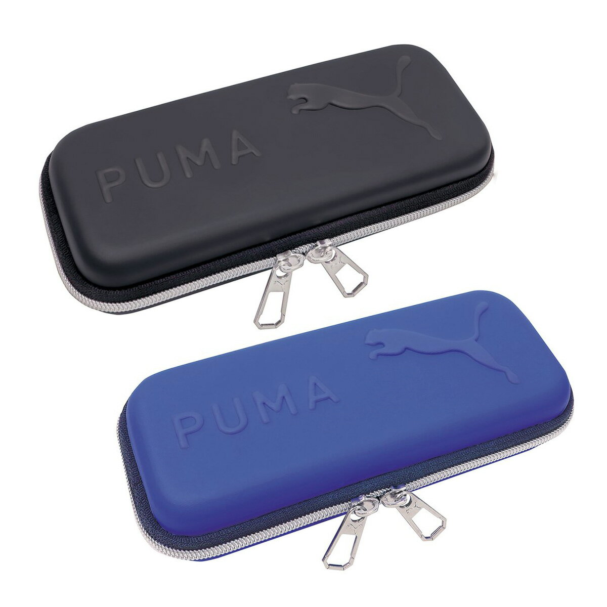 ペンケース 小学生 筆箱 中学生 大容量 男の子 シンプル プーマ 仕切り付き ファスナー コンパクト ポーチ かわいい 入学 セミハード ブラック ブルー