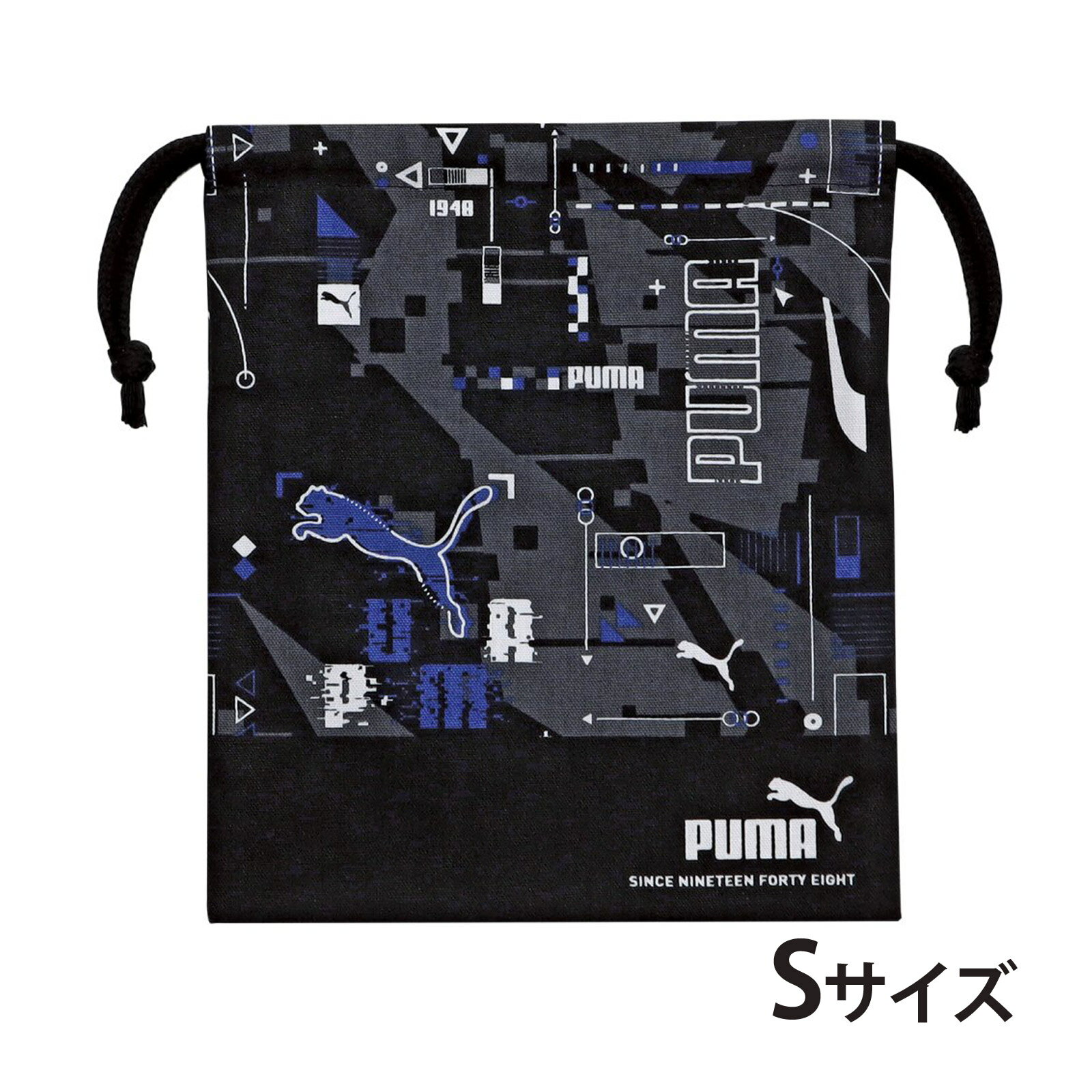 巾着 袋 アシストバッグ 綿 収納 小物入れ PUMA プーマ キンチャク S 小学生 通学 上履き入れ 体操服 体操着 給食袋 補助バッグ 日本製 黒