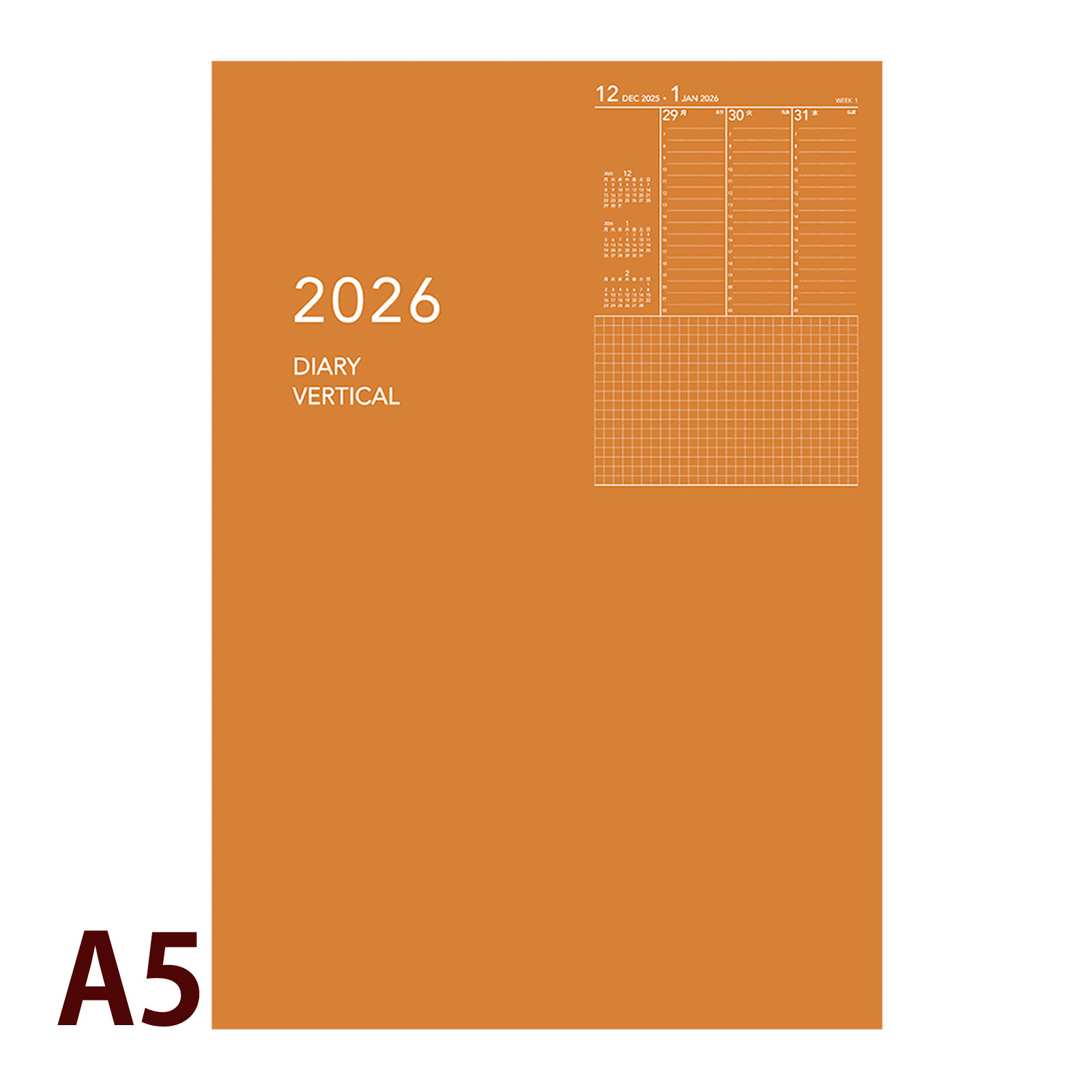 ダイゴー 手帳 2026年 1月始まり ウィークリー アポイント appoint ノートタイプ A5 バーチカル オレンジ スケジュール帳 ビジネス手帳 プレゼ...
