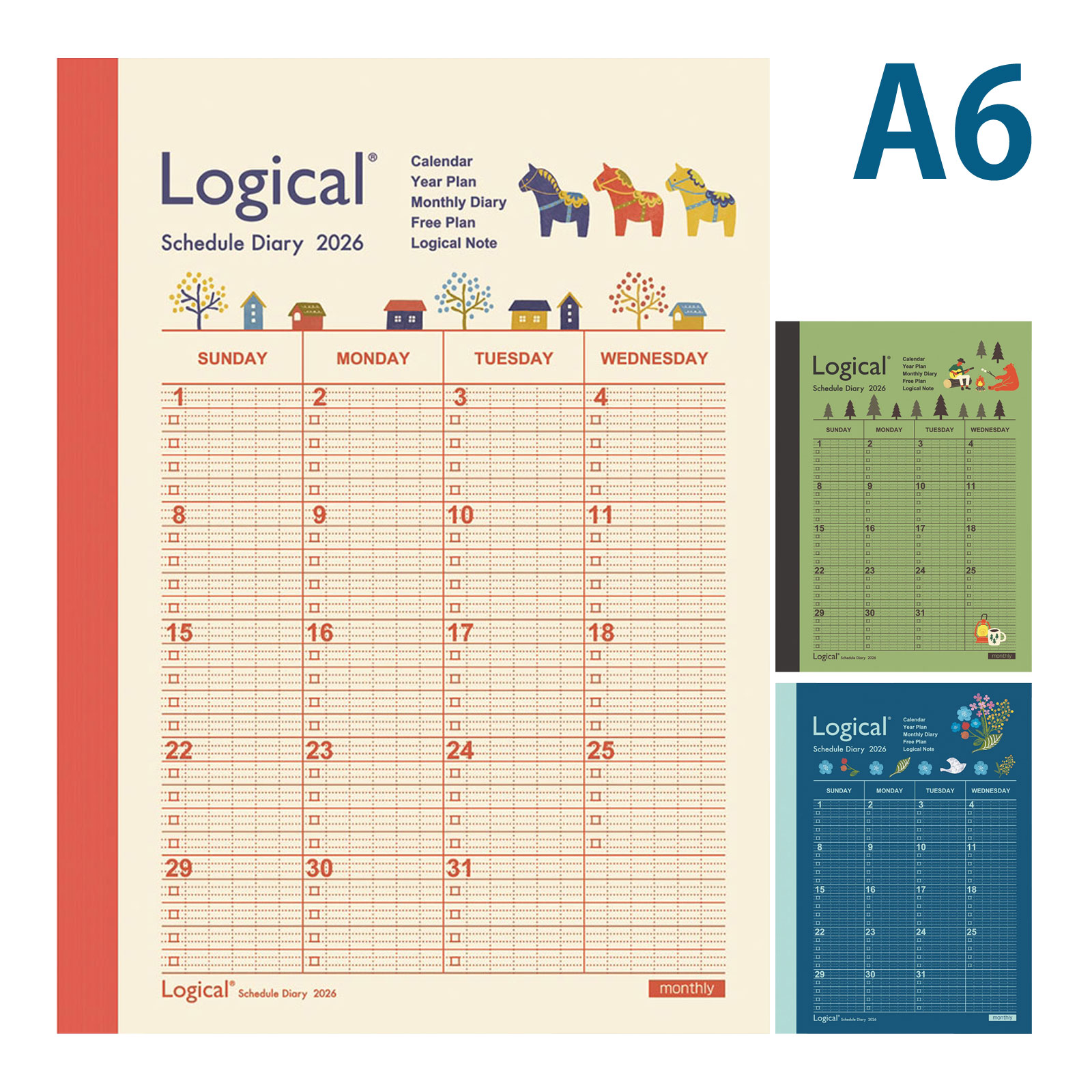 ロジカルノート スケジュール 2026年 A6 ロジカルダイアリー 月間ノートタイプA 手帳 ロジカル罫 スケジュール帳 ビジネス 学生 人気 おしゃれ ナカバヤシのサムネイル