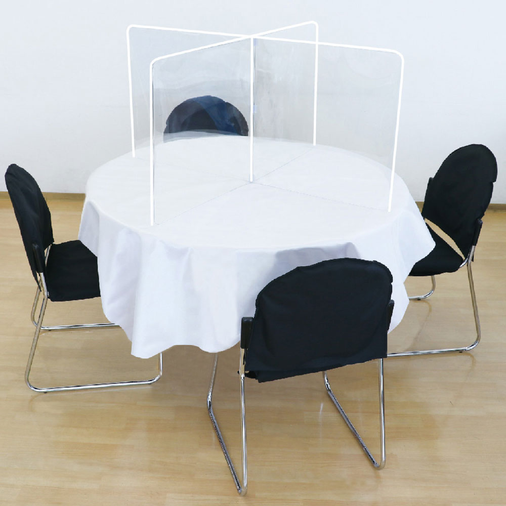 飛沫防止 パーテーション 卓上 パネル 十字型 正方形タイプ 4人用 対面 PET 両面保護フィルム付 自立 ..