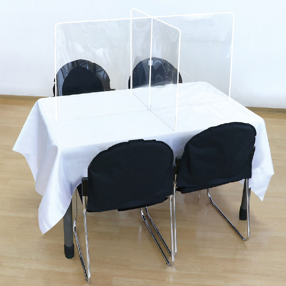 飛沫防止 パーテーション 卓上 パネル セット 十字型 長方形 4人用 対面 PET 両面保護フィルム付 自立 ..