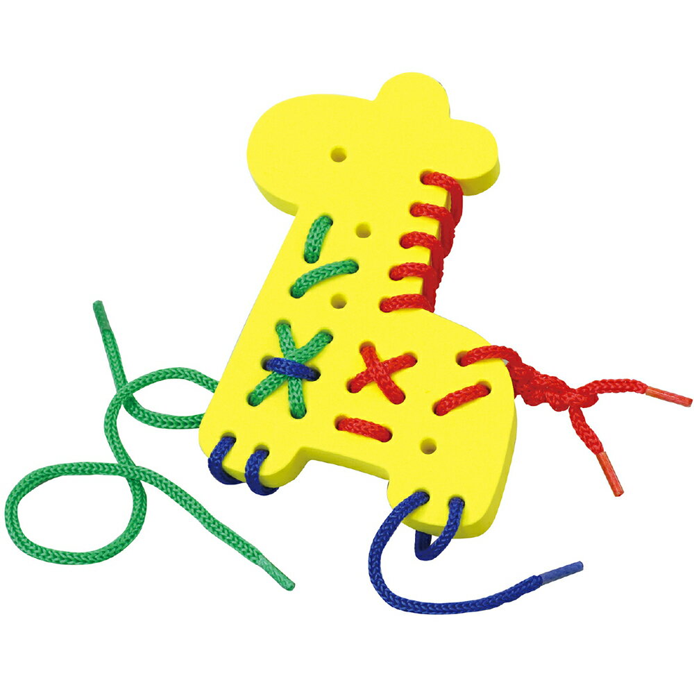 EVAひもとおし キリン おもちゃ 動物 知育玩具 パズル ゲーム 幼児 子供 キッズ 幼稚園 保育園 紐通し遊び おすすめ 指先 脳トレ 遊び 室内のサムネイル