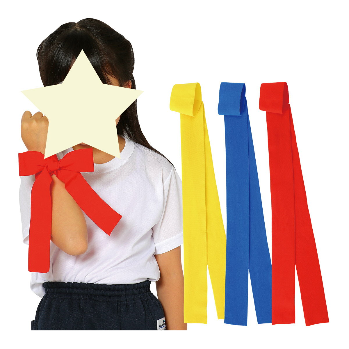かんたんフィットリボン リストバンド リボン 運動会 小学生 幼稚園 保育園 子供 キッズ 衣装 演技のサムネイル