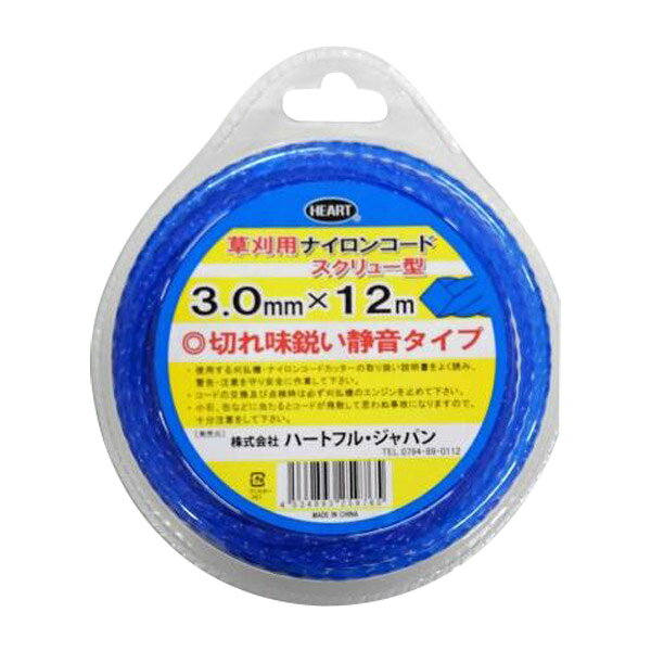 刈払い機 草刈用ナイロンコード角型 2.4mm×12m 草 雑草 切断 草刈り 植木屋 造園業 園芸 ガーデニング 用品 交換 パーツ商品番号:DSN-2402切れ味鋭い角型タイプ。サイズ:径2.4mm×長さ12m刈払い機 草刈用ナイロンコードスクリュー型 2.4mm×12m 草 雑草 切断 草刈り 植木屋 造園業 園芸 ガーデニング 用品 交換 パーツ 商品番号:DSN-2403切れ味鋭い静音タイプ。サイズ:径2.4mm×長さ12m刈払い機 アルミ製草刈用ナイロンコード角型 3.0mm×12m 草 雑草 切断 草刈り 植木屋 造園業 園芸 ガーデニング 用品 交換 パーツ 商品番号:DSN-2405角型より耐久性UP。サイズ:径3.0mm×長さ12m刈払い機 アルミ製草刈用ナイロンコードスクリュー型 3.0mm×12m 草 雑草 切断 草刈り 植木屋 造園業 園芸 ガーデニング 用品 交換 パーツ 商品番号:DSN-2406耐久性と静音性に優れる。サイズ:径3.0mm×長さ12m4534893259765　ls@DSN-2404 ナイロンコード,草刈り,スクリュー型,草刈り機,3.0mm,コード,ナイロンロープ,草刈り用,替えコード刈払い機 草刈用ナイロンコードスクリュー型 3.0mm×12m 草 雑草 切断 草刈り 植木屋 造園業 園芸 ガーデニング 用品 交換 パーツ 切れ味鋭い静音タイプ。サイズ:径3.0mm×長さ12m&nbsp;刈払い機 草刈用ナイロンコードスクリュー型 3.0mm×12m 草 雑草 切断 草刈り 植木屋 造園業 園芸 ガーデニング 用品 交換 パーツ スペックサイズ径3.0mm×長さ12m形状スクリュー型材質ナイロン適合方式自動繰り出し式、叩き繰り出し式、回転繰り出し式、手動調整式、コード差込み式※ナイロンコードを通す穴径は4mm以上必要です。 ハートフルジャパン ※仕様及び外観は改善のため、予告なく変更することがあります。