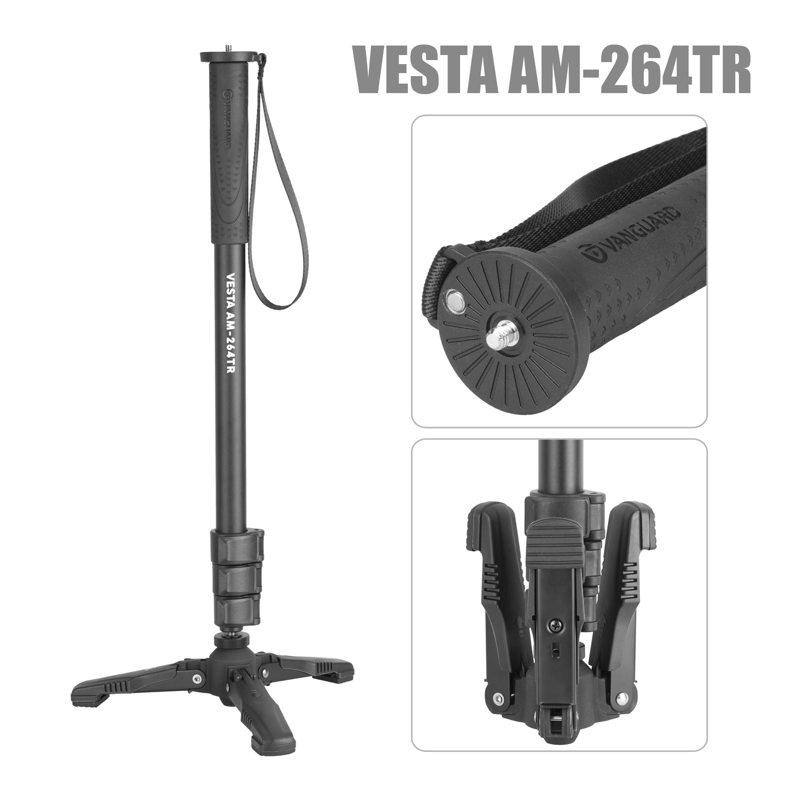 足付き・アルミ一脚 スポーツ・野鳥・イベント撮影におすすめ VESTA AM-264TR 自立...
