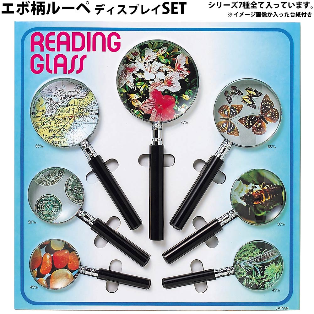 虫眼鏡 エボ柄ルーペ ディスプレイセット 3800 7個セット 池田レンズ 拡大鏡 虫めがね ルーペセット