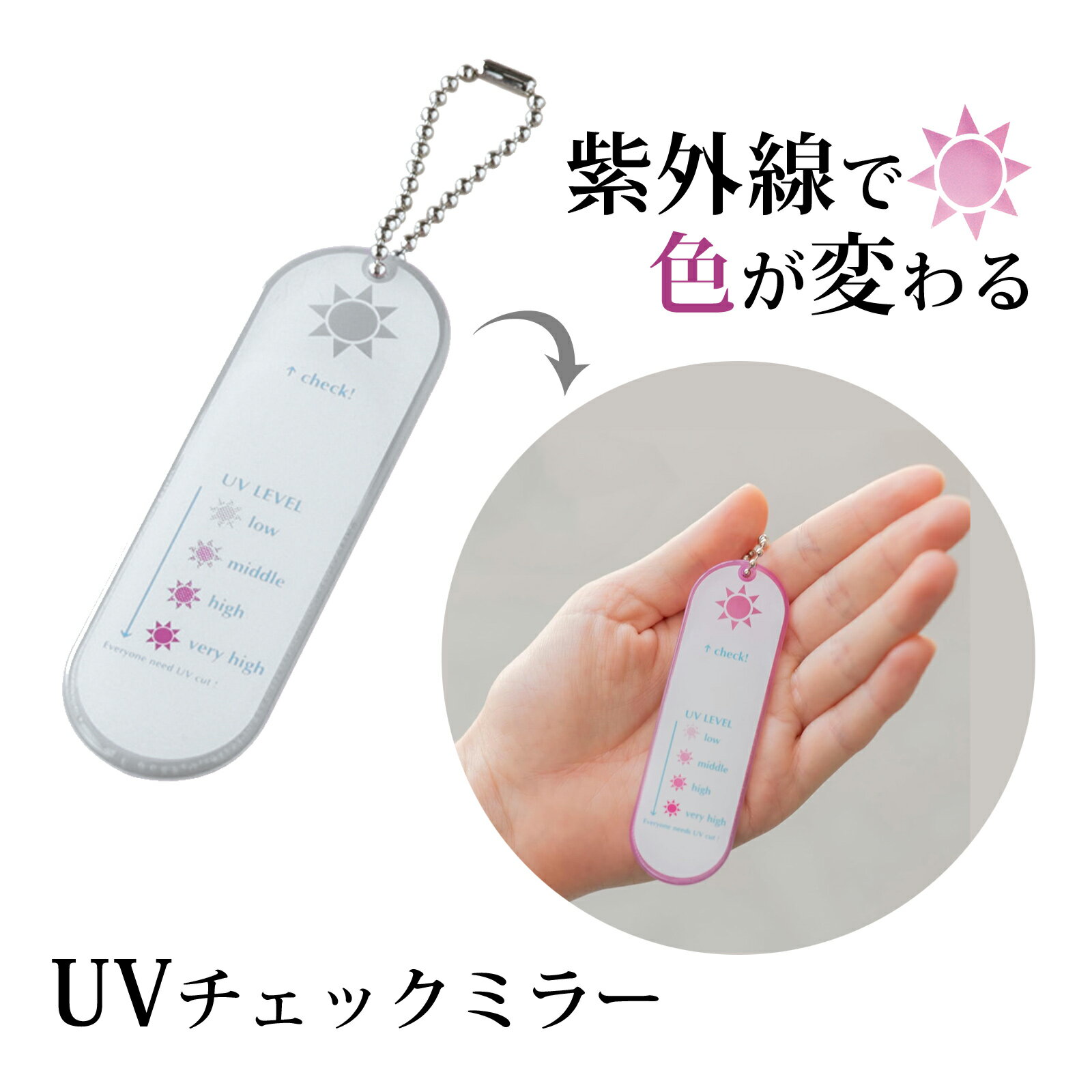 UV レベル チェッカー ミラー リップタイプ UV チェックミラー 紫外線対策グッズ キーホルダー おすすめ おしゃれ プレゼント プチギフト 堀内鏡工業