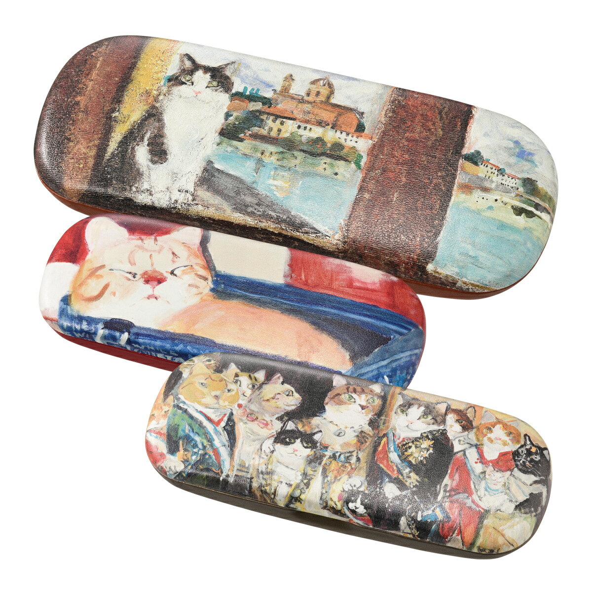 メガネケース かわいい おしゃれ 猫 Manhattaner's マンハッタナーズ 久下貴史 ボタンマグネット式 セミハード レディース プレゼント