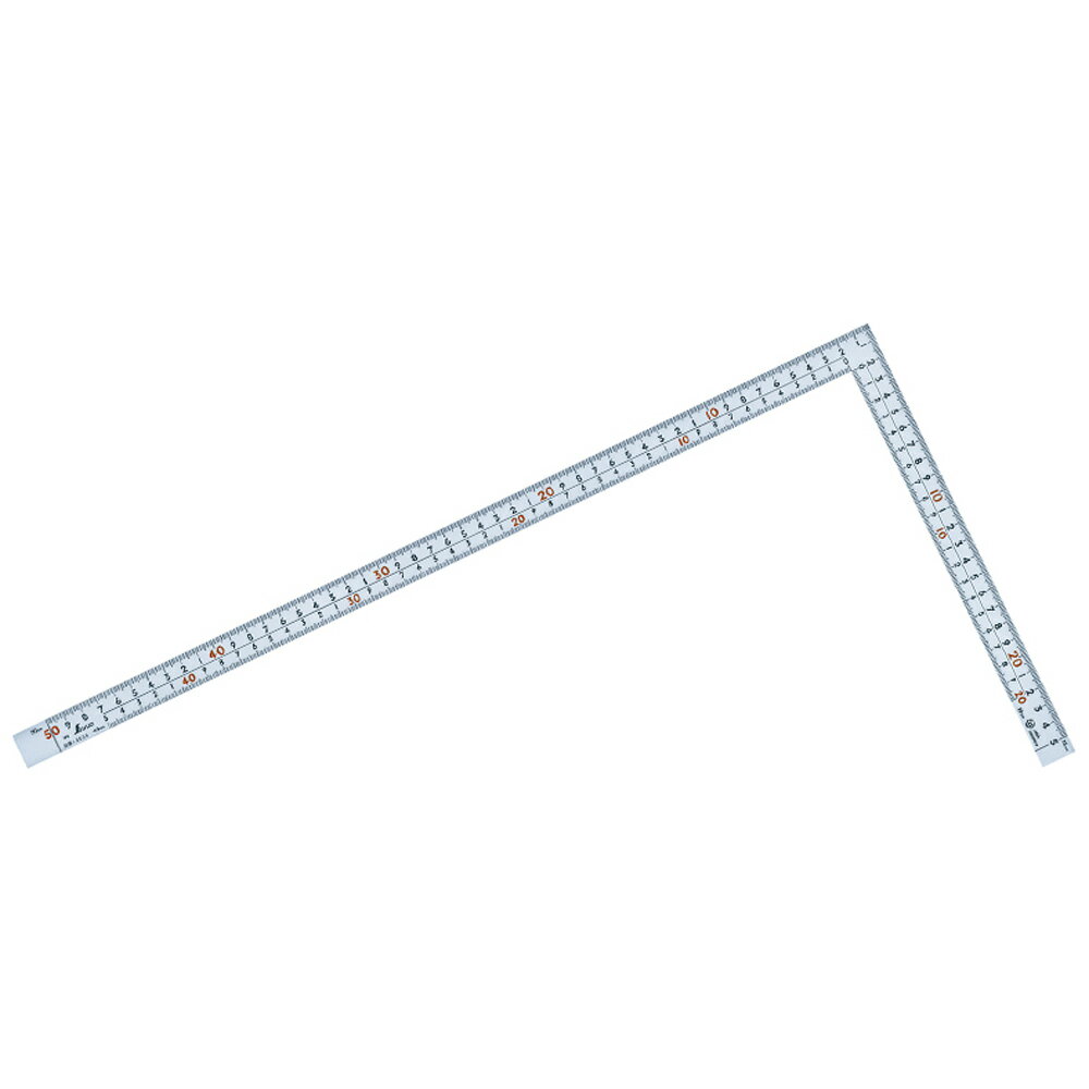 曲尺 定規 広ピタ シルバー 50cm 表裏同目 8段目盛 JIS シンワ測定 ステンレス