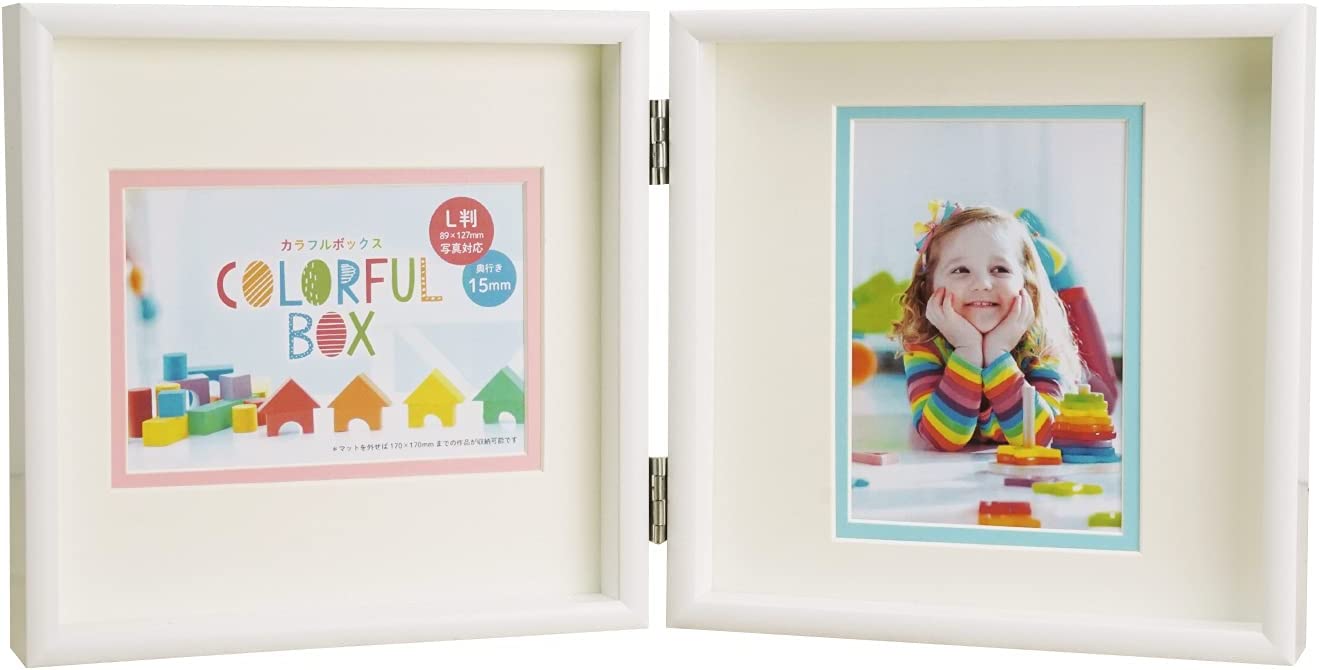 フォトフレーム 写真立て 額縁 壁掛け ボックス 立体 カラフルBOXフレーム1717 ペア L判 見開き 赤ちゃ..