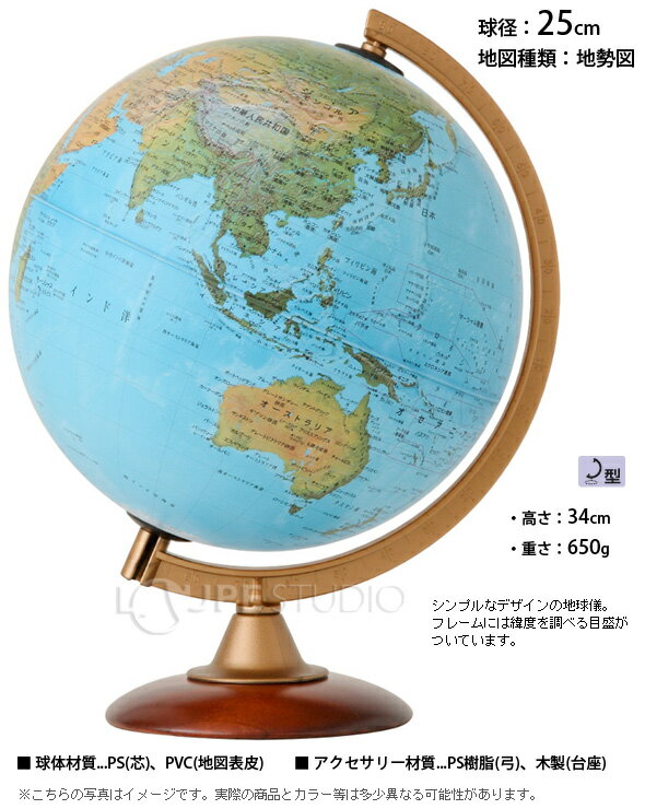 地球儀 インテリア 子供用 学習 地勢図 球径25cm 入学祝い 小学校 イタリア製