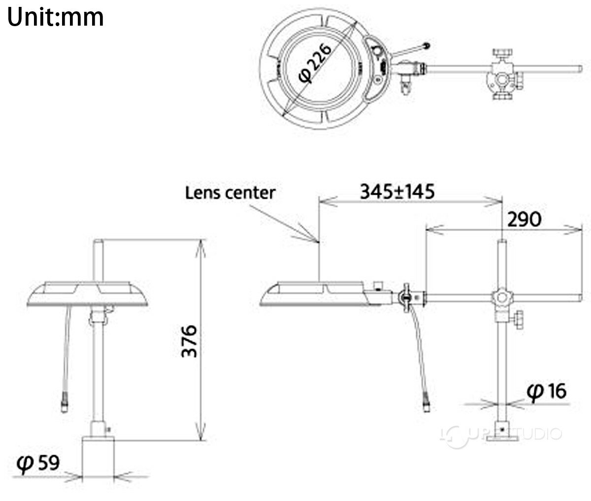 フルスペクトル LED 照明拡大鏡 デスクホルダー固定式 3倍 ENVL6K-D×3 ルーペ 検品 手芸 検査 スタンドルーペ オーツカ光学
