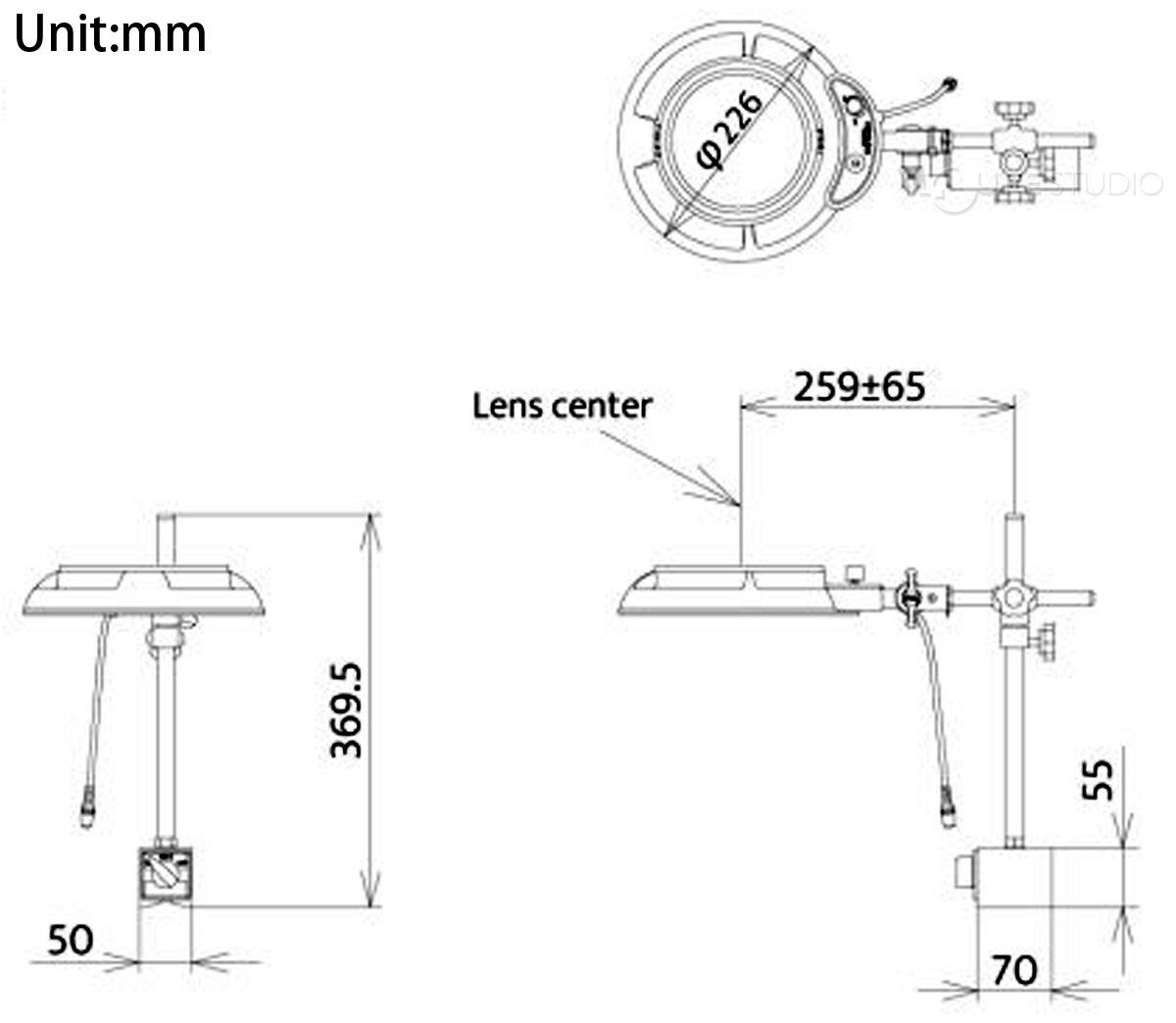 フルスペクトル LED 照明拡大鏡 マグネットスタンド式 3倍 ENVL6K-MS×3AR ルーペ 検品 手芸 検査 スタンドルーペ オーツカ光学