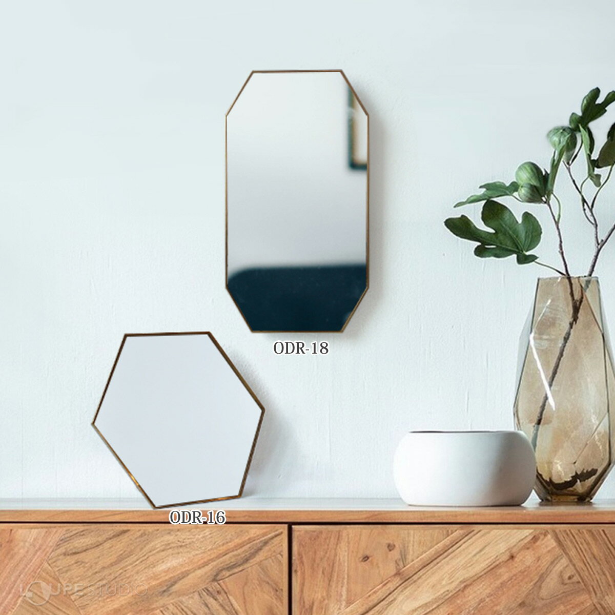 スタンドミラー 卓上 メイク オディエ 六角 壁掛け 角度調整 アンティーク おしゃれ かわいい クリスマスプレゼント [3]