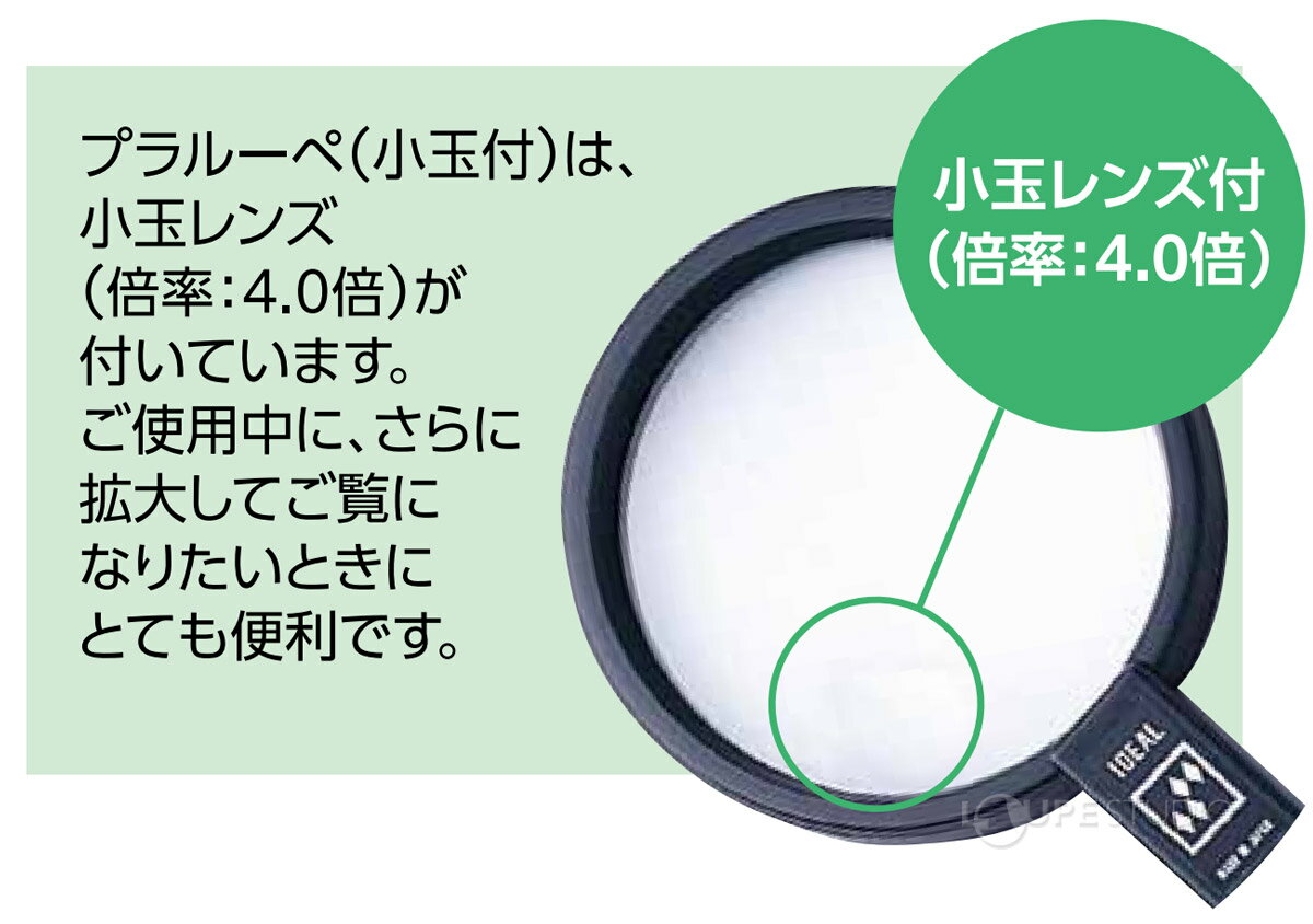 ルーペ 拡大鏡 虫眼鏡 2倍 読書 観察 検査 敬老の日 プレゼント おすすめ プラルーペ 小玉付 PP888-110