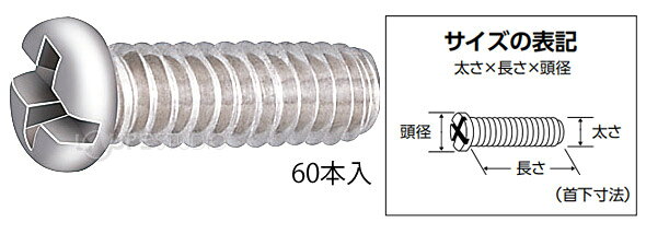 部品 ねじ メガネ 眼鏡 修理 交換 メンテナンス 眼鏡店 P-065 +-ネジ 60本入 日本製