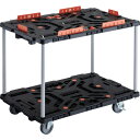 TRUSCO トラスコ中山 連結式樹脂製2段台車 ビートル 900X600 自在5輪 内2輪ストッパー付 コボレ止めセット とめたろう付 ハンドルなし [BT9...