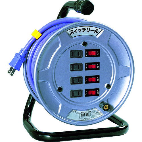 コードリール 単相100V NICHIDO 電工ドラム スイッチリール アースなし 10m [SW-104] 販売単位：1 送料無料