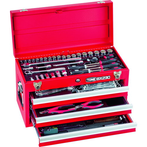 TONE 整備用工具セット ツールセット 差込角9.5mm 72点セット レッド [TSA350] 販売単位：1 送料無料