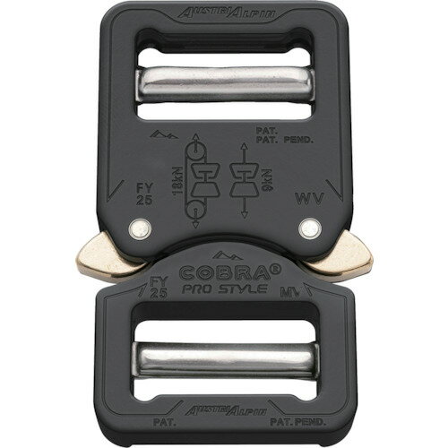 9006381010165｜250-9528 [FY25KVV ] 1販売システム上、送料無料と表記されていても、沖縄県・離島宛、大型商品は追加料金をいただく場合があります。別途費用が発生する場合、システムの都合上ご購入時の自動配信メールには追加料金が含まれておりません。当店でご注文内容を確認し、別途メールにてご請求金額を連絡致します。商品画像については実際の製品と異なる場合がございます。あくまでも商品のスペックをご確認の上ご注文をお願いいたします。※この商品は受注発注の商品です。その為メーカーに在庫がない場合がございます。その場合は大変申し訳ございませんがキャンセルとさせて頂きます。予めご了承下さい。250-9528特長よりスムーズなロック機構と粉塵等が内部へ入りにくい設計になっています。プロスペックの強力なバックルです。ワンタッチでロックでき、ワンタッチで解除できます。過酷な環境下でも性能を発揮できます。両方トリガーを同時にクリックしないとロックが外れない安全設計です。用途ハーネスなどの締め付け用。仕様色：ブラック適合ベルト幅(mm)：25オス形状：自在メス形状：自在破断荷重(kN)：9仕様2欧州規格(EN358)取得破断荷重：9kN材質_仕上本体：7075　アルミニウム質量58.000G注意落下防止用品ではありません。必ず破断荷重範囲内で使用ください。使用前にはコブラがロックされていることをしっかりと確認してください。原産国オーストリアJANコード9006381010165「ルーペスタジオ」では、拡大鏡(虫眼鏡/ルーペ)、双眼鏡、単眼鏡、望遠鏡などのレンズ製品を主に取り扱っております。工具製品は常には在庫しておらずお取りよせとなります。ご了承下さい。バックル・ベルト バックルALPIN COBRAプロスタイル バックル 関連商品へ