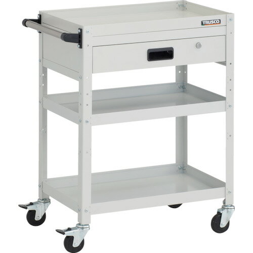 TRUSCO トラスコ中山 ツールワゴン ラビットワゴン 600X400XH810 3段 1段引出付 ハンドル付 ゴム車輪 ..